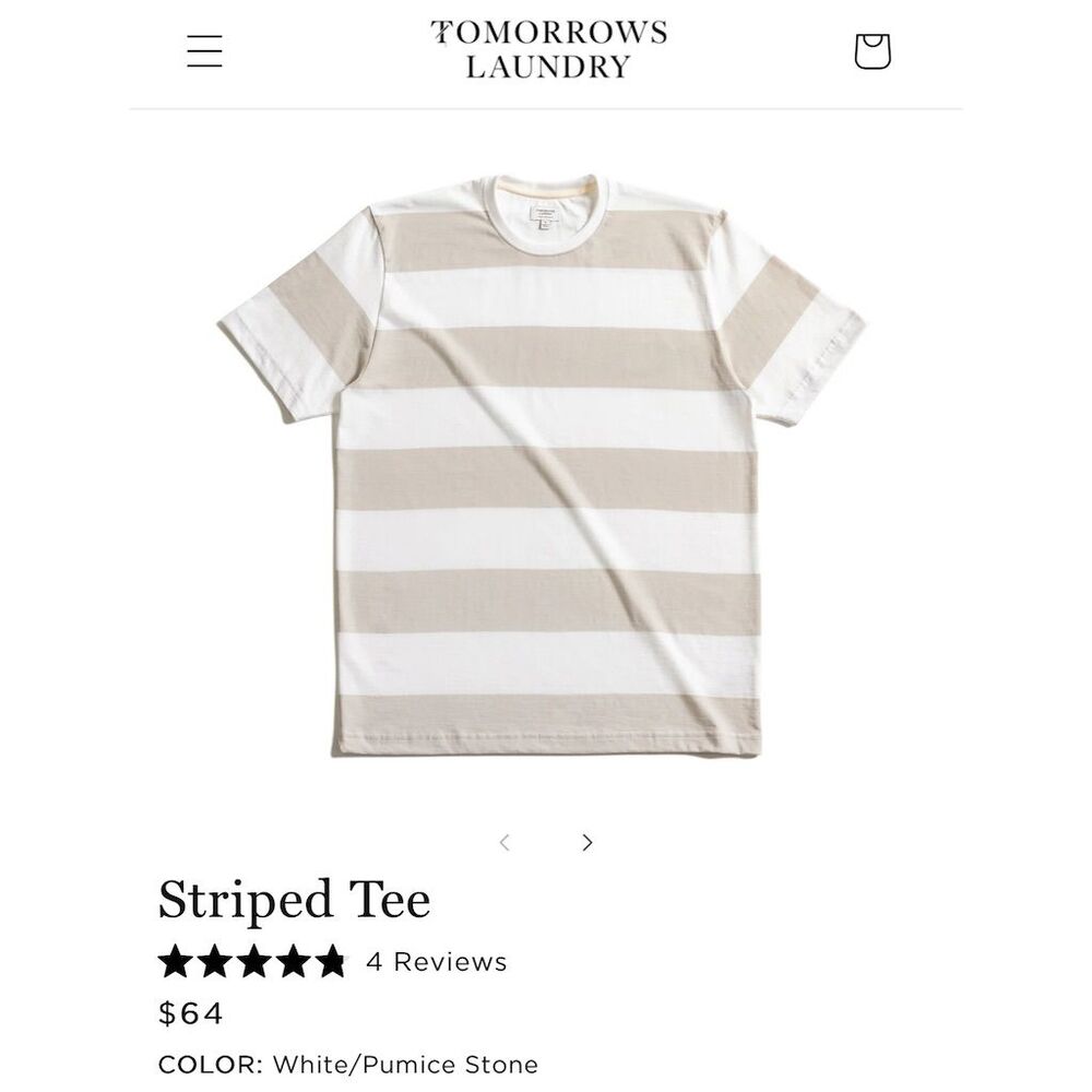 Tomorrows laundry  Men's Striped T-Shirt Size L Classic Essentials NWT